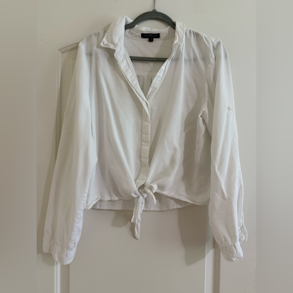 Velvet Heart White Tie-Front Button-Down Shirt